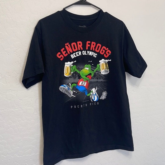 Senor Frogs Men’s Medium Black Beer Olympics Tee Shirt - Puerto Rico - Picture 2 of 6